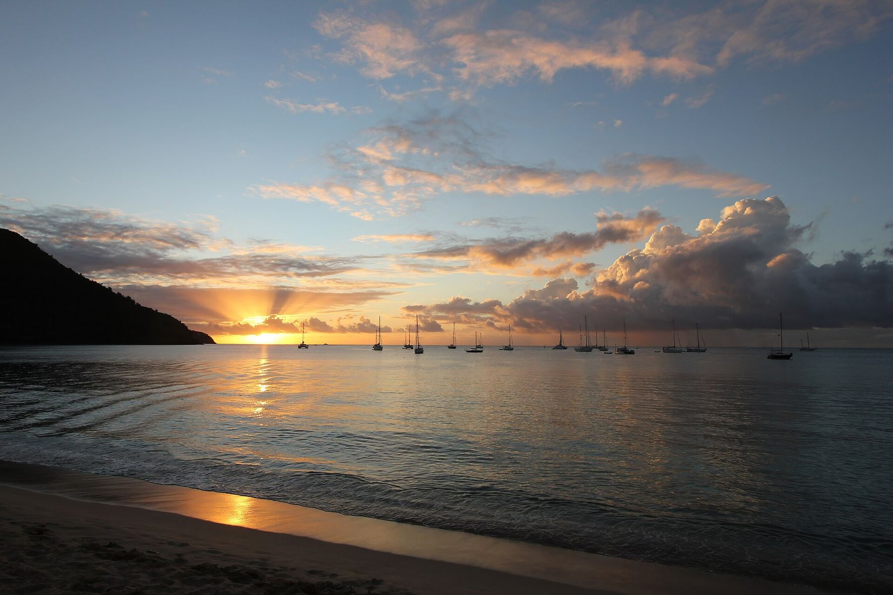 Warm sunset over the water at Rodney Bay
